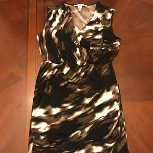 Multi neutral faux wrap dress